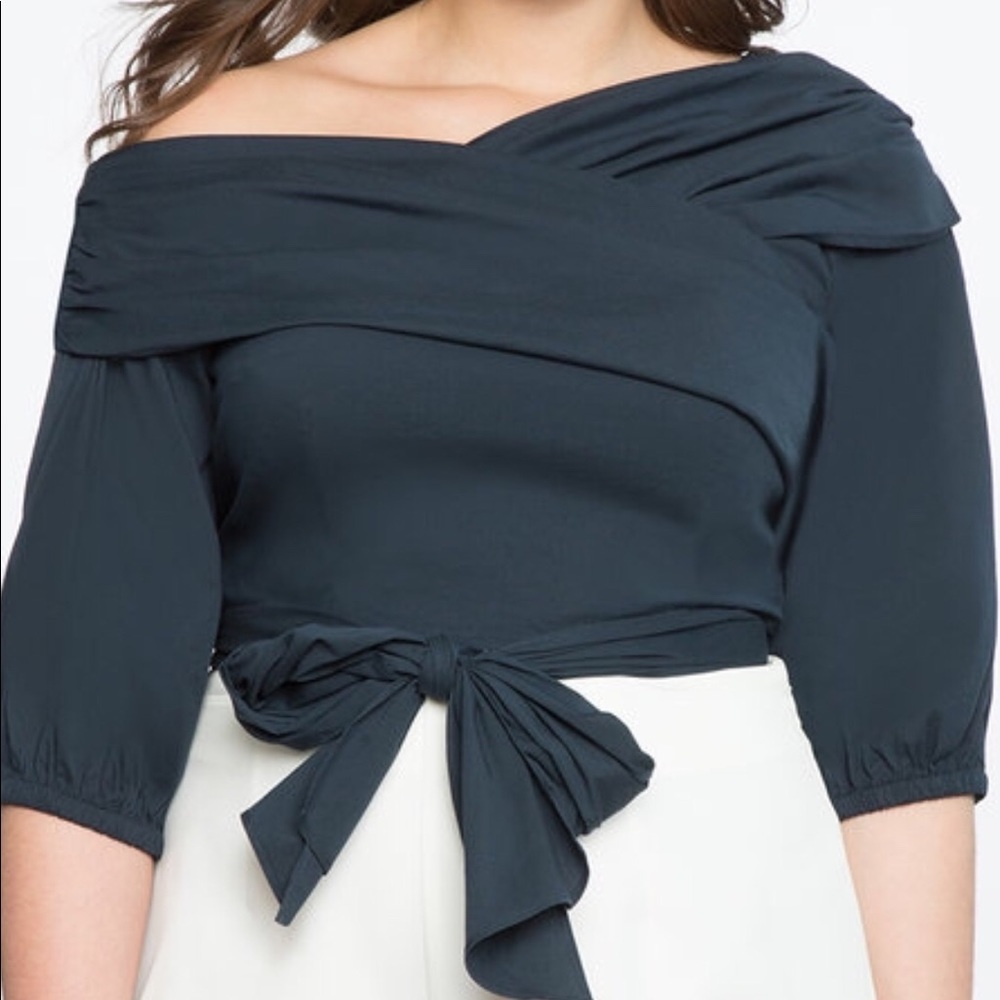 Cute Eloquii Navy Asymmetrical Blouse - SZ 20 NWOT